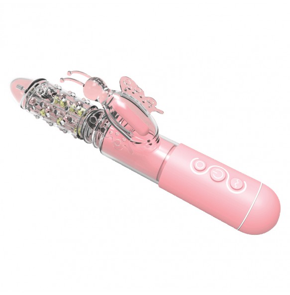 MIZZZEE - Powerful Butterfly Love Retractable Rotating Vibrator (Chargeable - Pink)